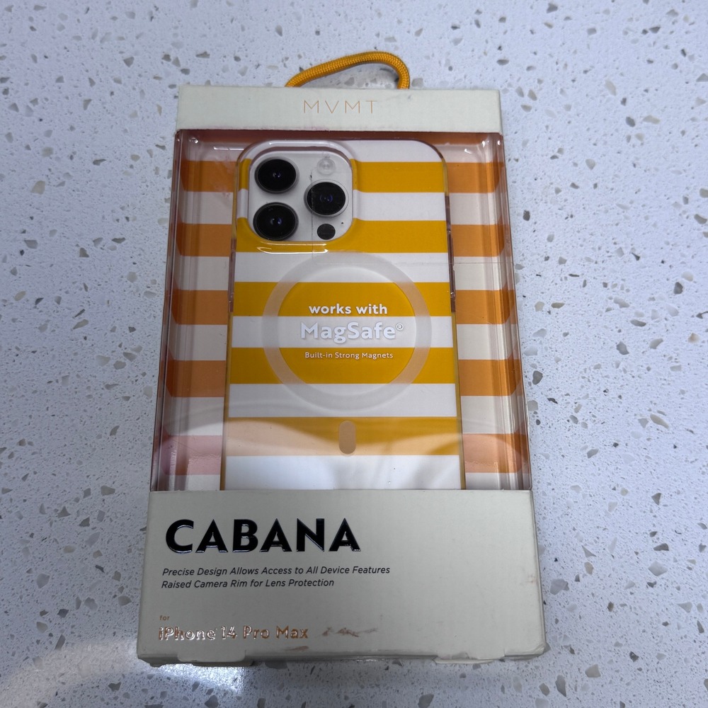 MVMT Cabana for iPhone 14 Pro Max Case Yellow White Striped MagSafe NIB
